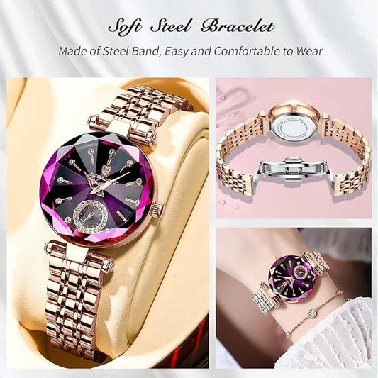 ✨Montre de luxe imperméable et brillante en acier inoxydable Moissanite pour femme 🔥 50% Reduction aujourd'hui 🔥