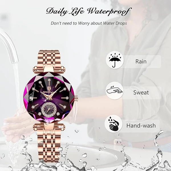 ✨Montre de luxe imperméable et brillante en acier inoxydable Moissanite pour femme 🔥 50% Reduction aujourd'hui 🔥